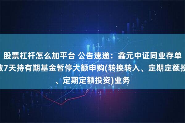 股票杠杆怎么加平台 公告速递：鑫元中证同业存单AAA指数7天持有期基金暂停大额申购(转换转入、定期定额投资)业务